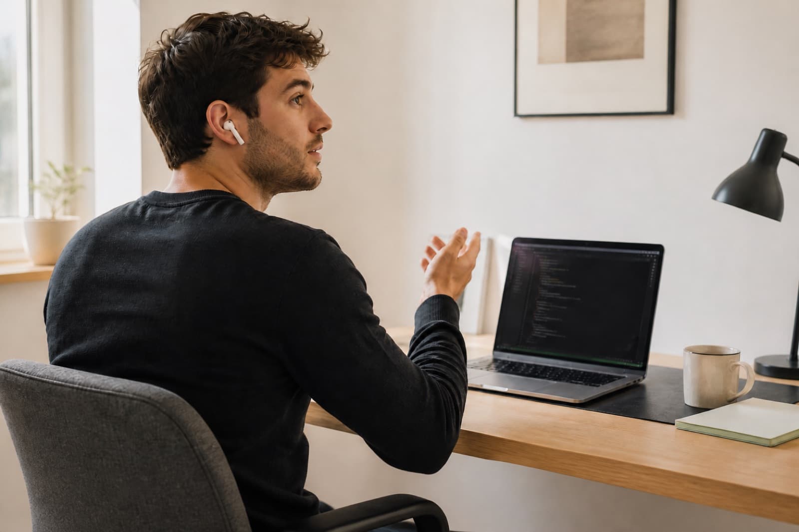 The same developer turning away from the Mac to speak